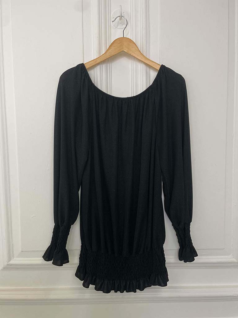 Bardot Shimmer Top - Black