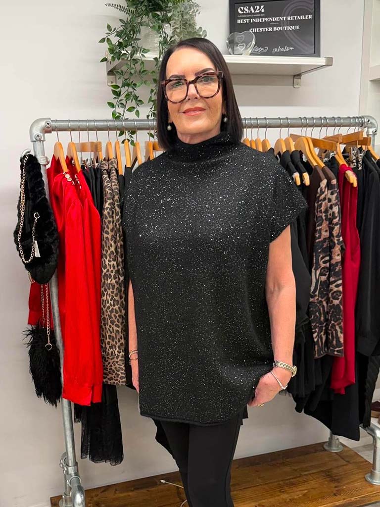 Malissa J Sequin Tank Knit - Black