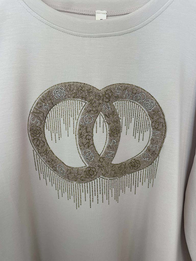Link Embellished Sweatshirt - Stone