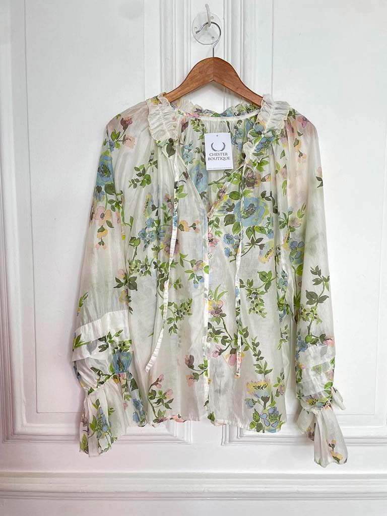 Wildflower Frill Blouse - Parchment