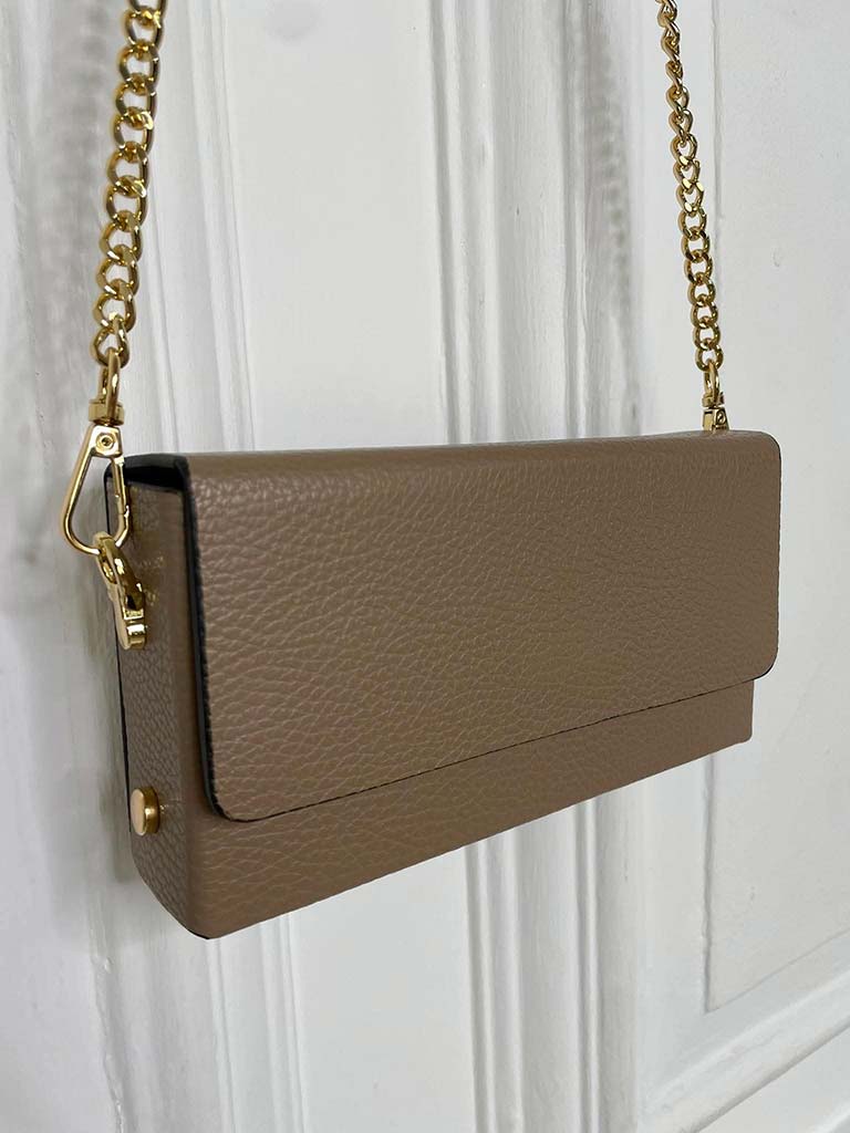 Leather Box Bag - Taupe