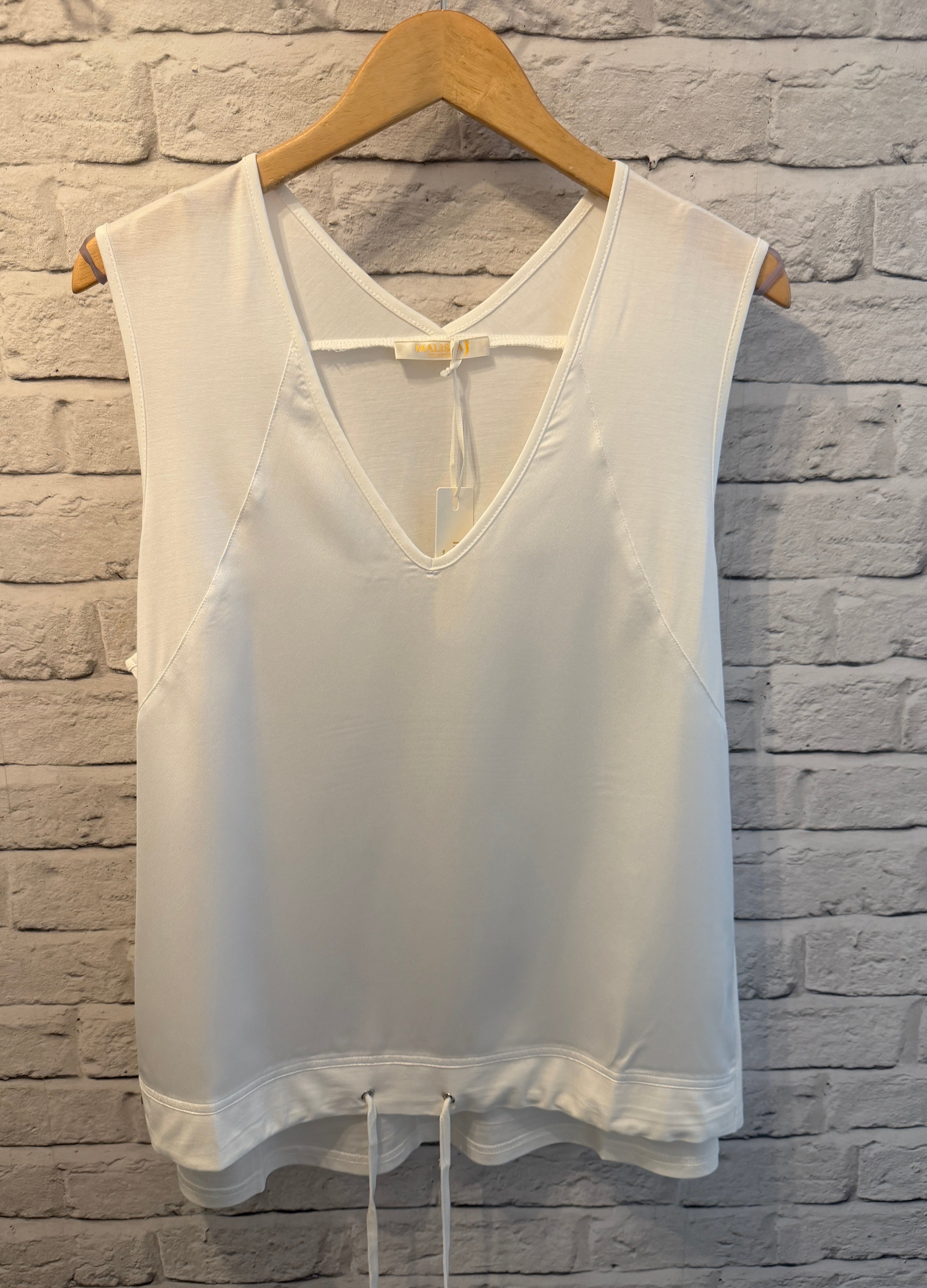 Malissa J Silk Feel Drawstring Vest - Warm White