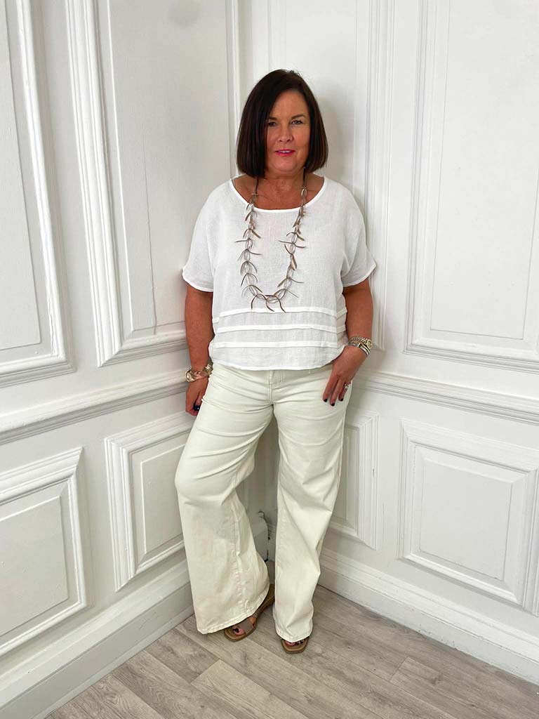 Redberry Wide Leg Jeans - Ecru