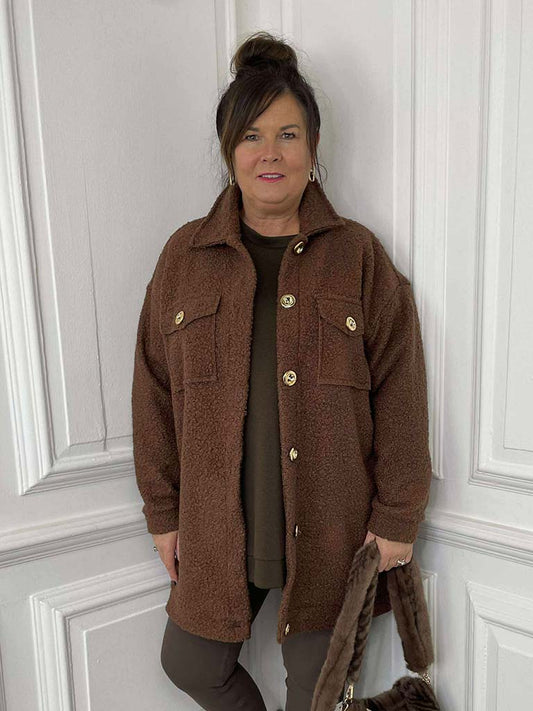 Boucle Boyfriend Jacket - Chestnut
