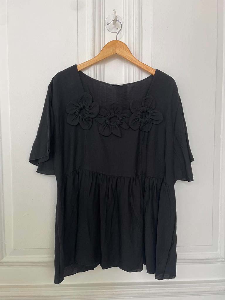 Flower Applique Co-ord - Black