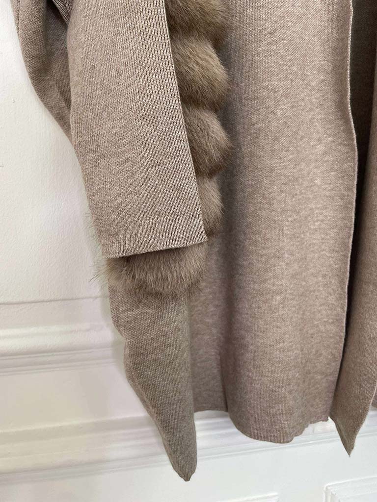 Faux Fur Pocket Cardigan - Fawn