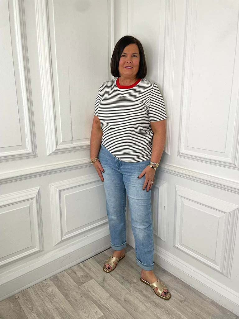 Stripe Cotton Tee - Red & Navy