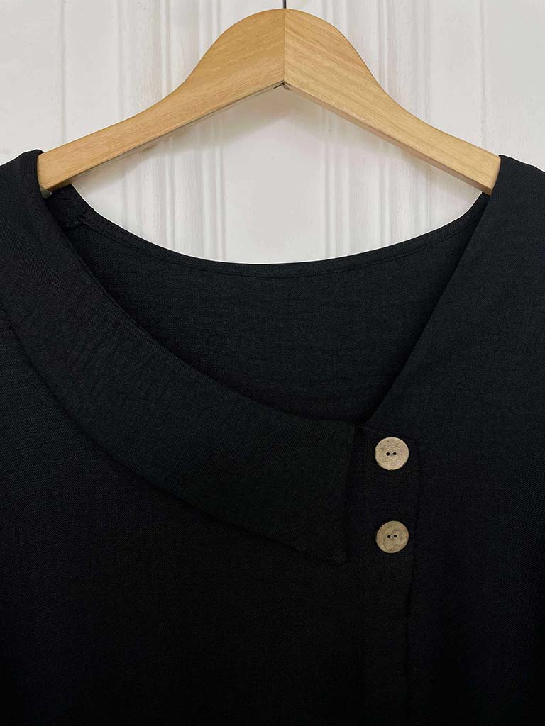 Asymmetric Lapel Top - Black