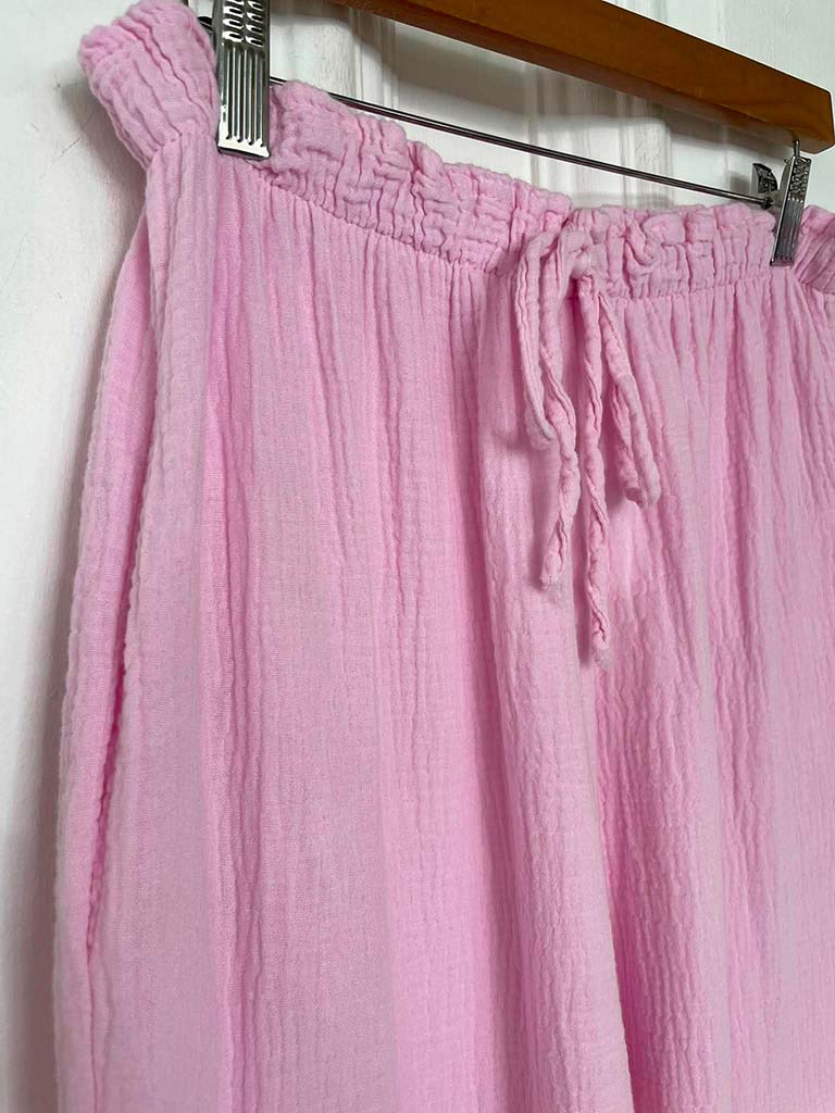 Cloud Cotton Wide Leg Trousers - Petal