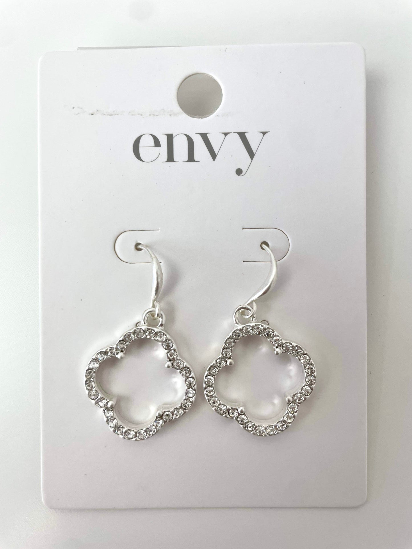 Envy Chunky Embellished Alhambra Drop Earrings - Silver