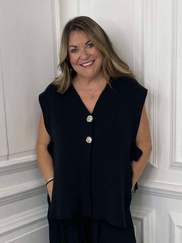 Tie Side Knit Waistcoat - Black