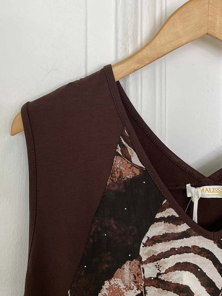 Malissa J Silk Feel Drawstring Vest - Animal Stud