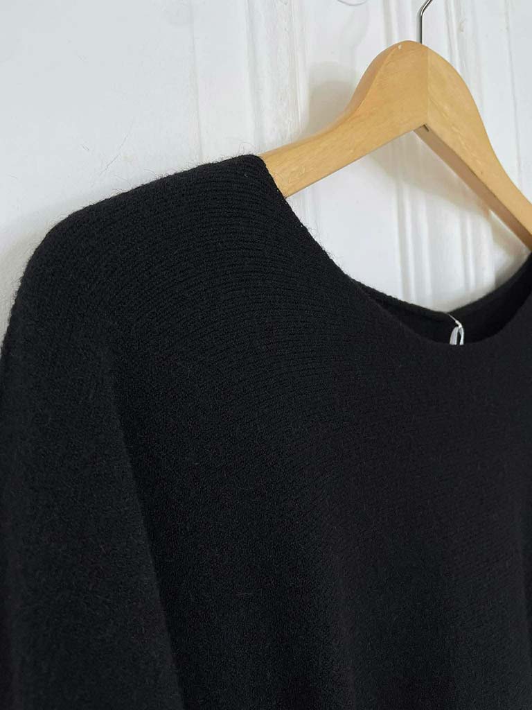 Boxy Drop Shoulder Knit - Black