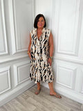 Animal Print Sleeveless Shirt Dress