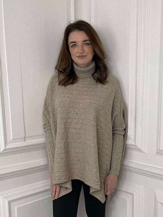 Cable Ribbed Polo Knit - Fawn