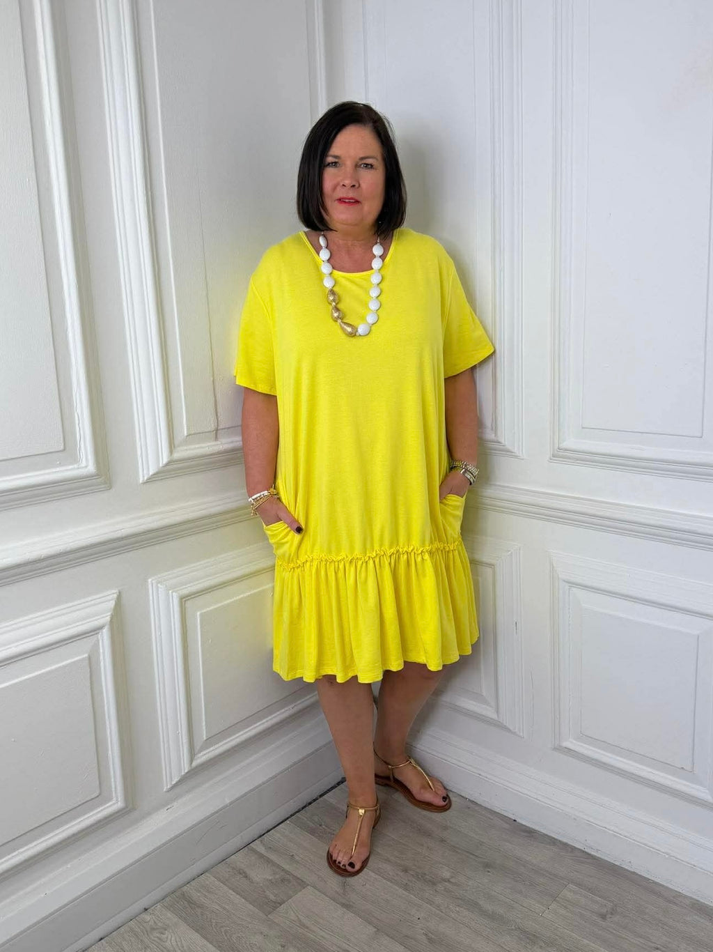 Drop Peplum Hem Dress - Sunshine