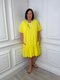 Drop Peplum Hem Dress - Sunshine
