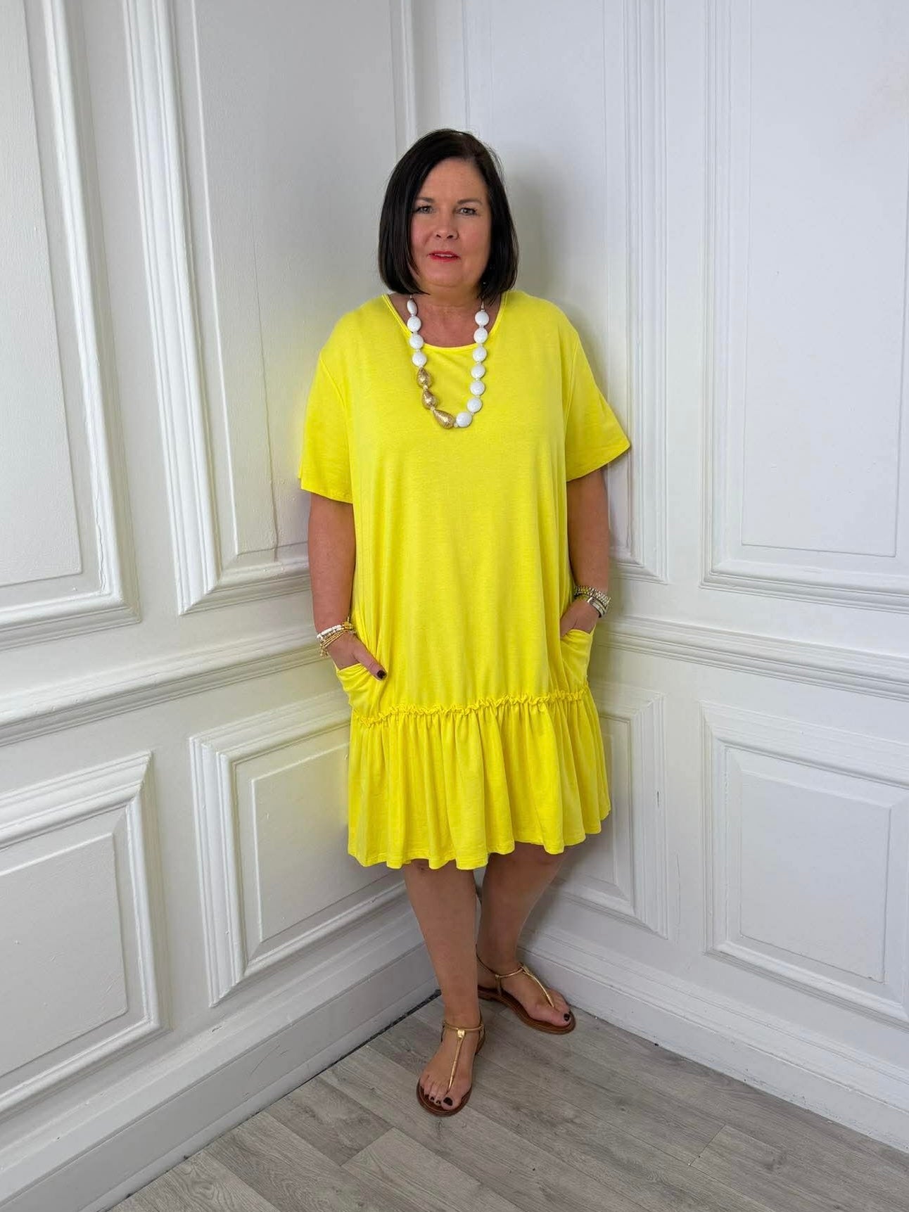 Drop Peplum Hem Dress - Sunshine