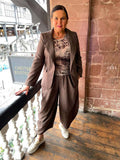 Pinstripe Cocoon Trousers - Truffle
