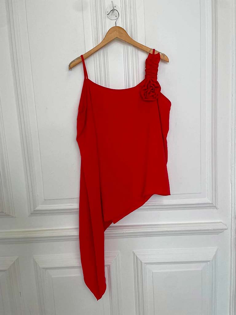 Sleeveless Flower Co-ord - Cherry