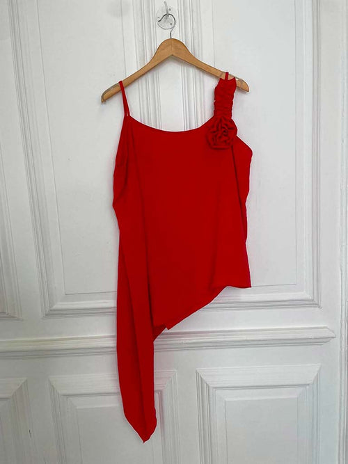 Sleeveless Flower Co-ord - Cherry