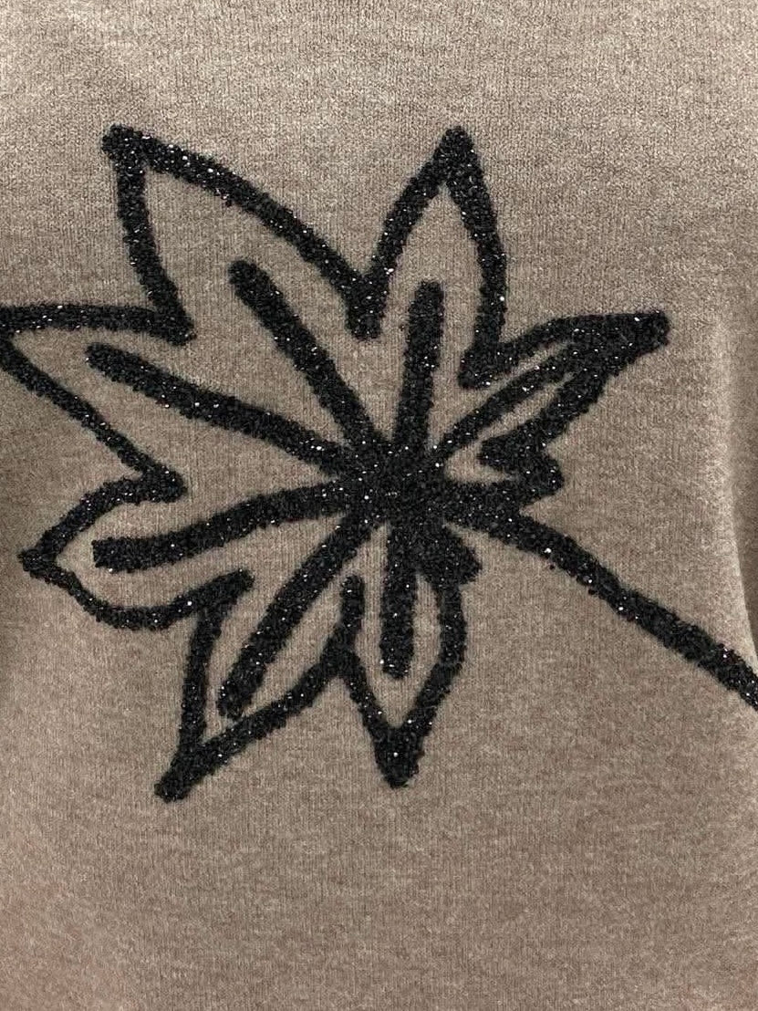 Shimmer Leaf Knit - Taupe
