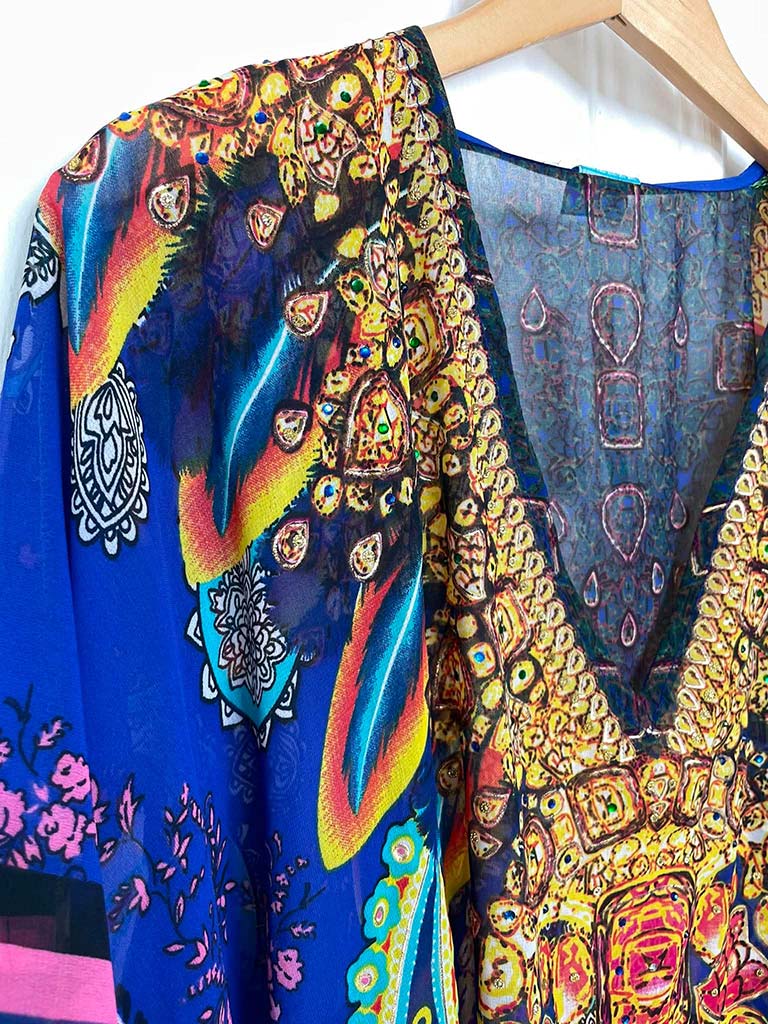 Ornate Kaftan Dress - Royal Blue