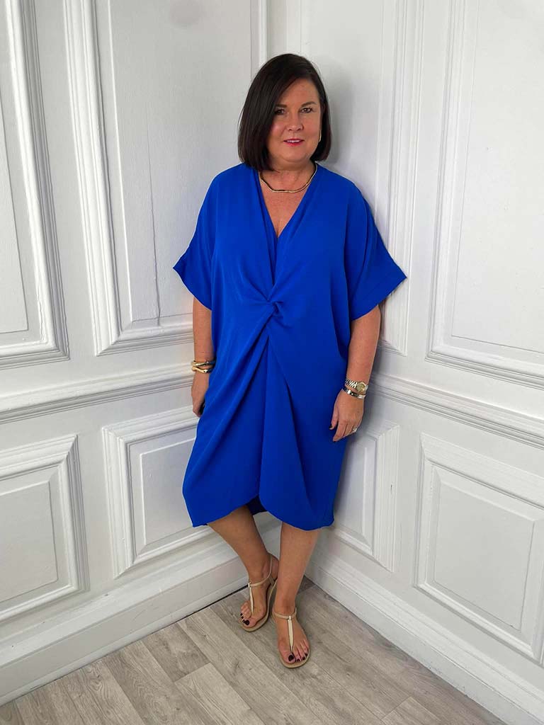 Twist Front Dress - Cobalt