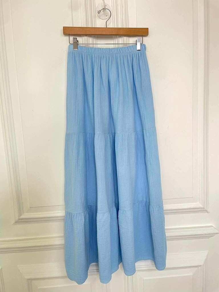 Cloud Cotton Maxi Skirt - Sky