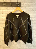 Malissa J Sequin Bow Knit - Black