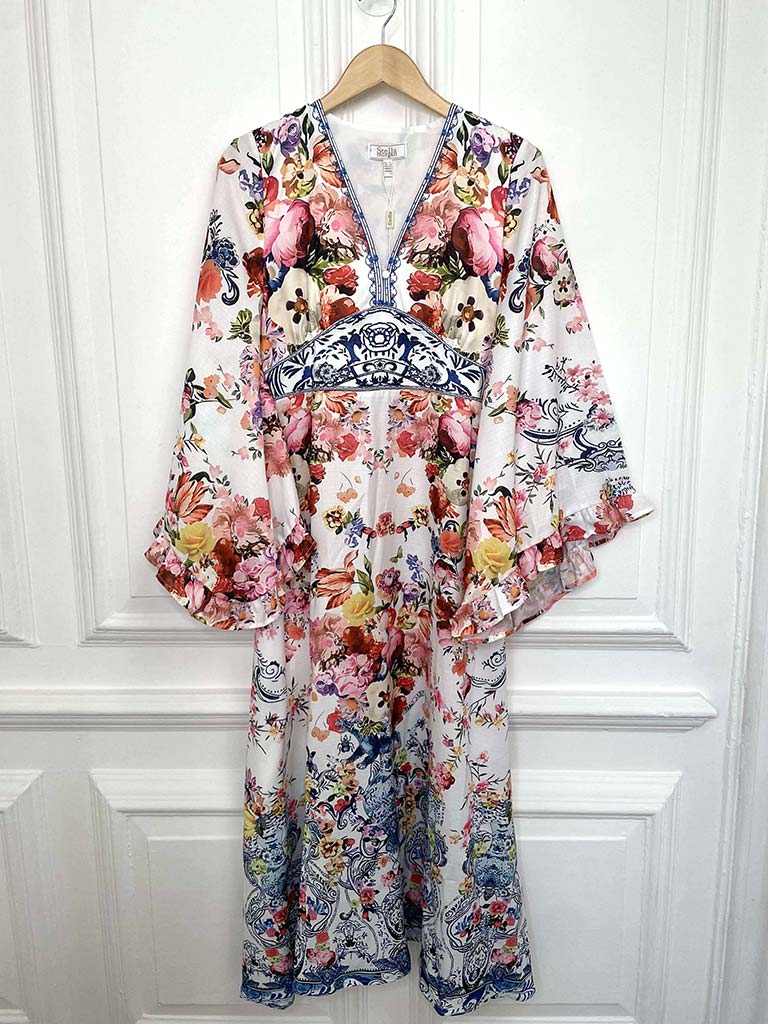 Floral Flute Sleeve Maxi