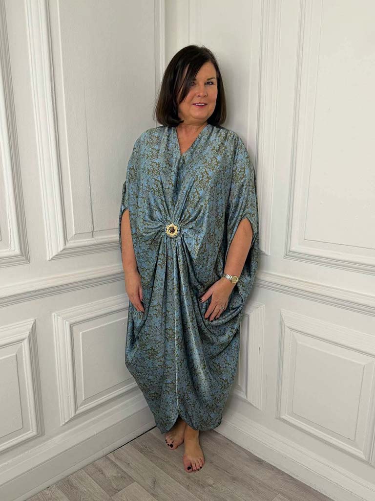 Floral Print Kite Dress - Sky