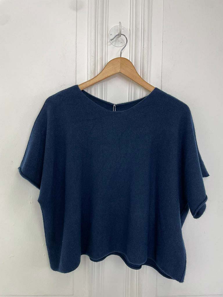 Boxy Drop Shoulder Knit - Navy