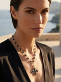 Envy Stone Clover Pendent Necklace - Black & Gold
