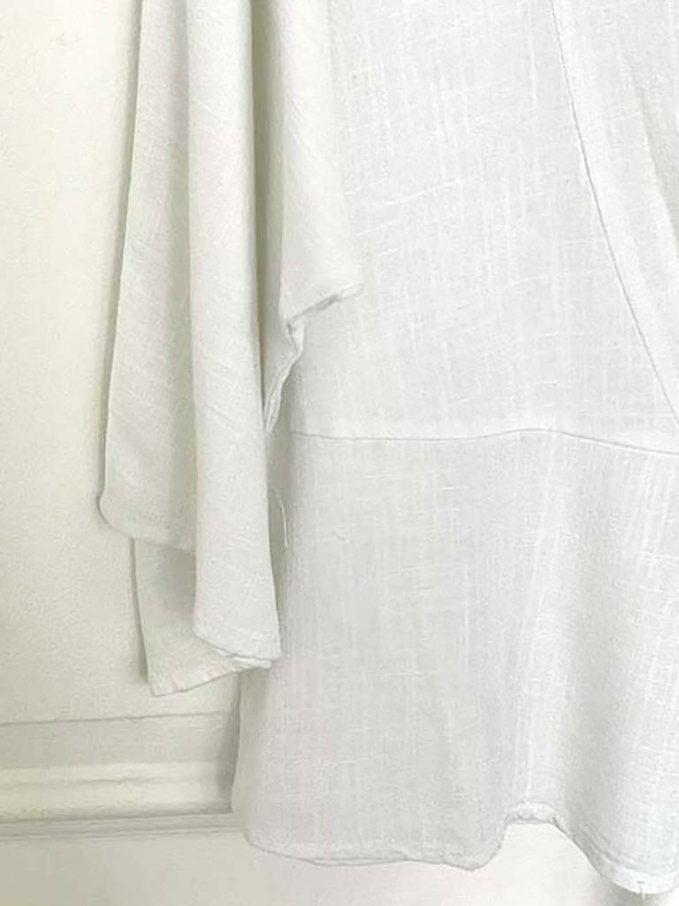 Cotton & Linen Tie Top - White