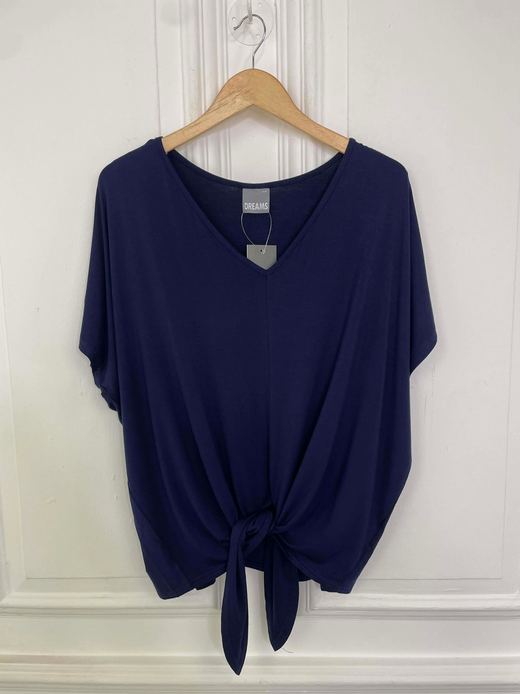 Bamboo Tie Front Tee - Navy