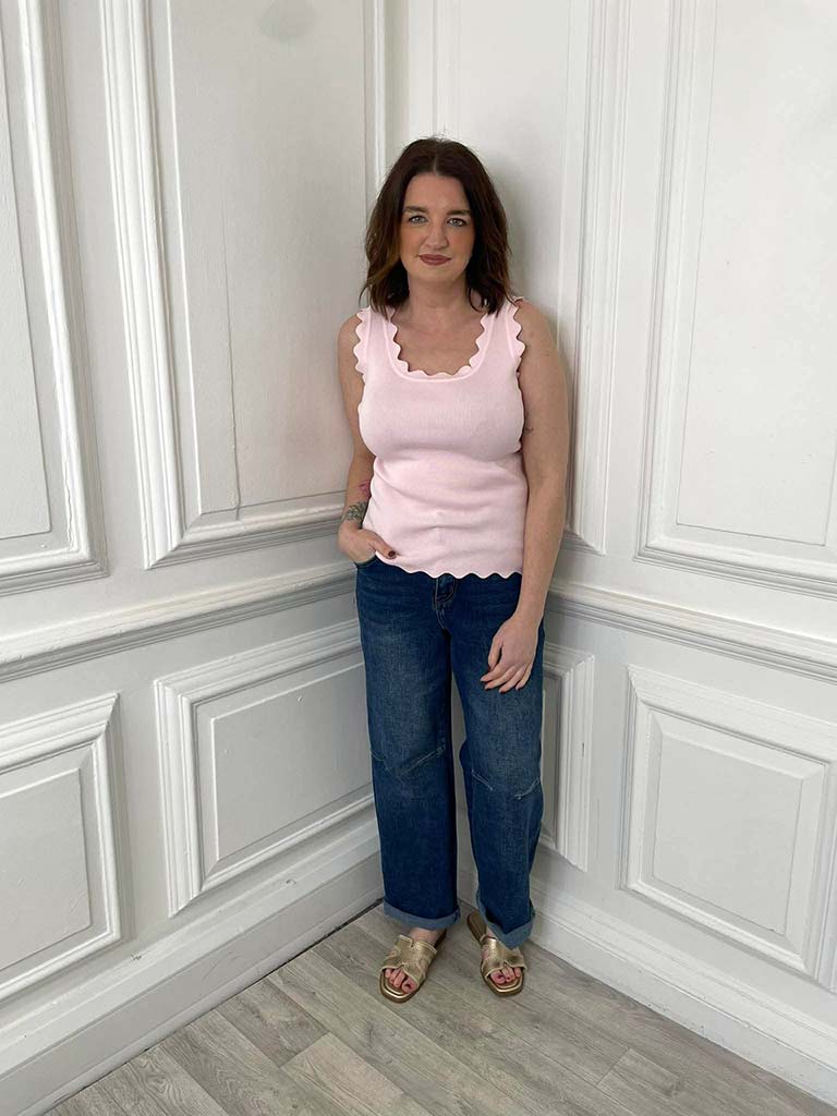 Scalloped Edge Vest - Petal