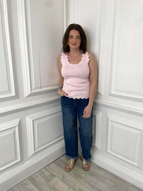 Scalloped Edge Vest - Petal