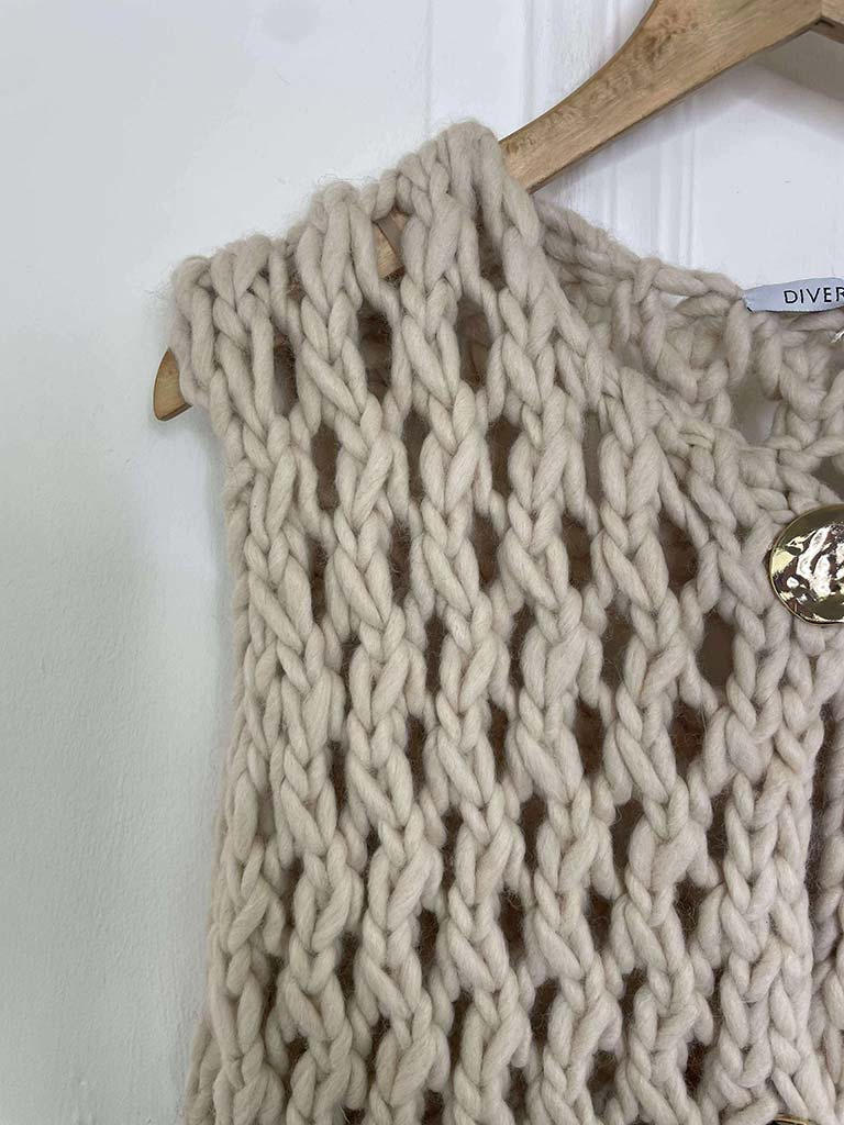 Chunky Knit Waistcoat - Stone