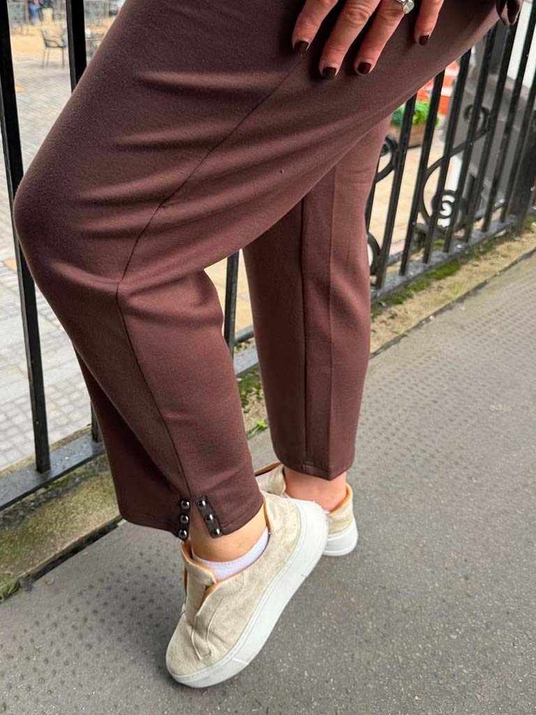 Malissa J Studded Cigarette Trousers - Chocolate