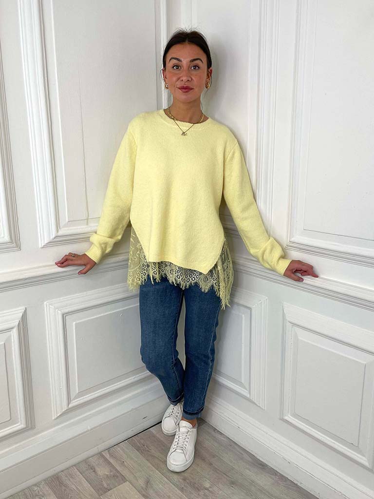 Lace Trim Knit - Lemon