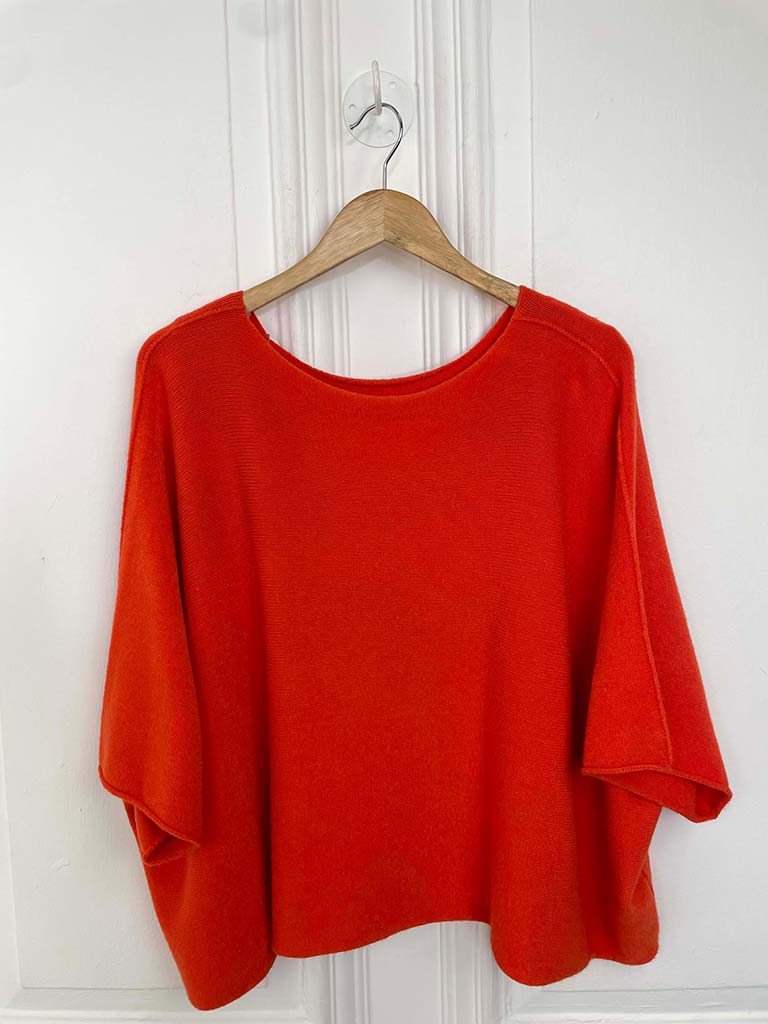 Raw Edge Boxy Knit - Blood Orange