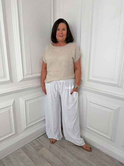 Cotton & Linen Mix Top - Stone