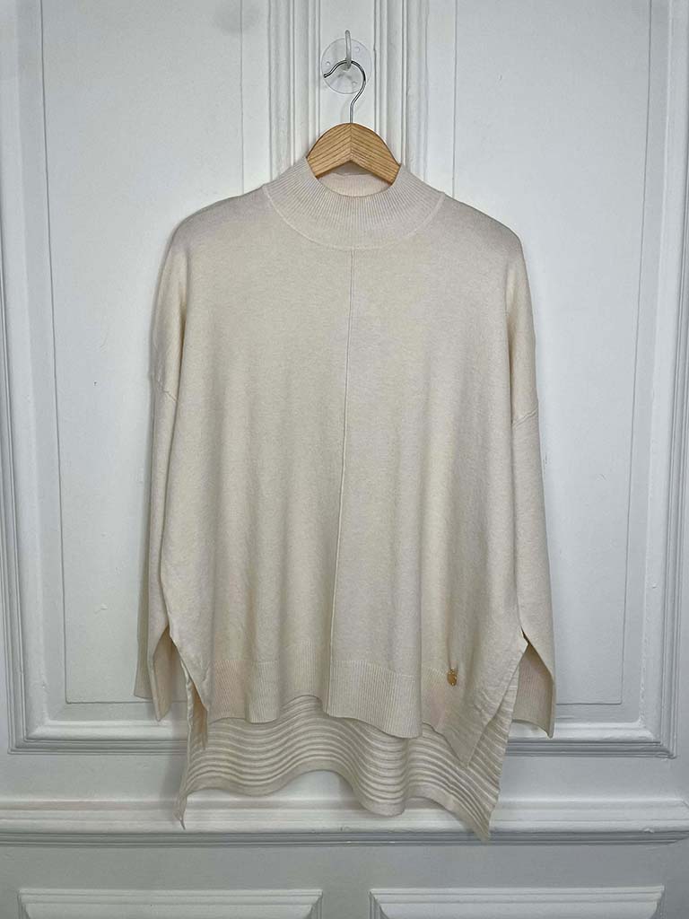 High Neck Ribbed Back Knit - Parchment
