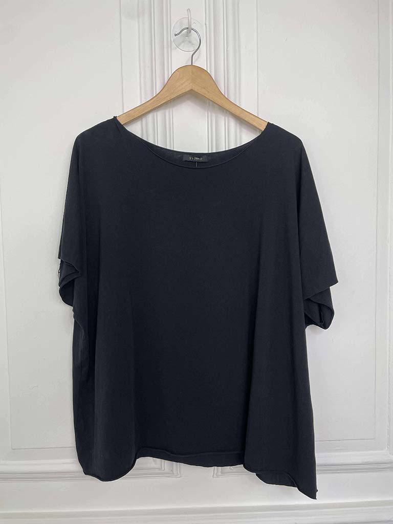 Raw Edge Basic T-Shirt - Black