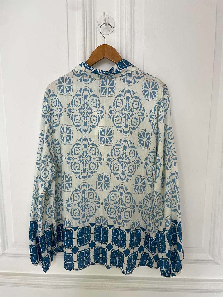 Tile Print Classic Shirt - Denim
