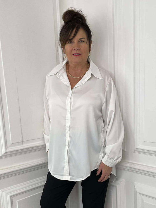 Luxe Silk Feel Shirt - Winter White