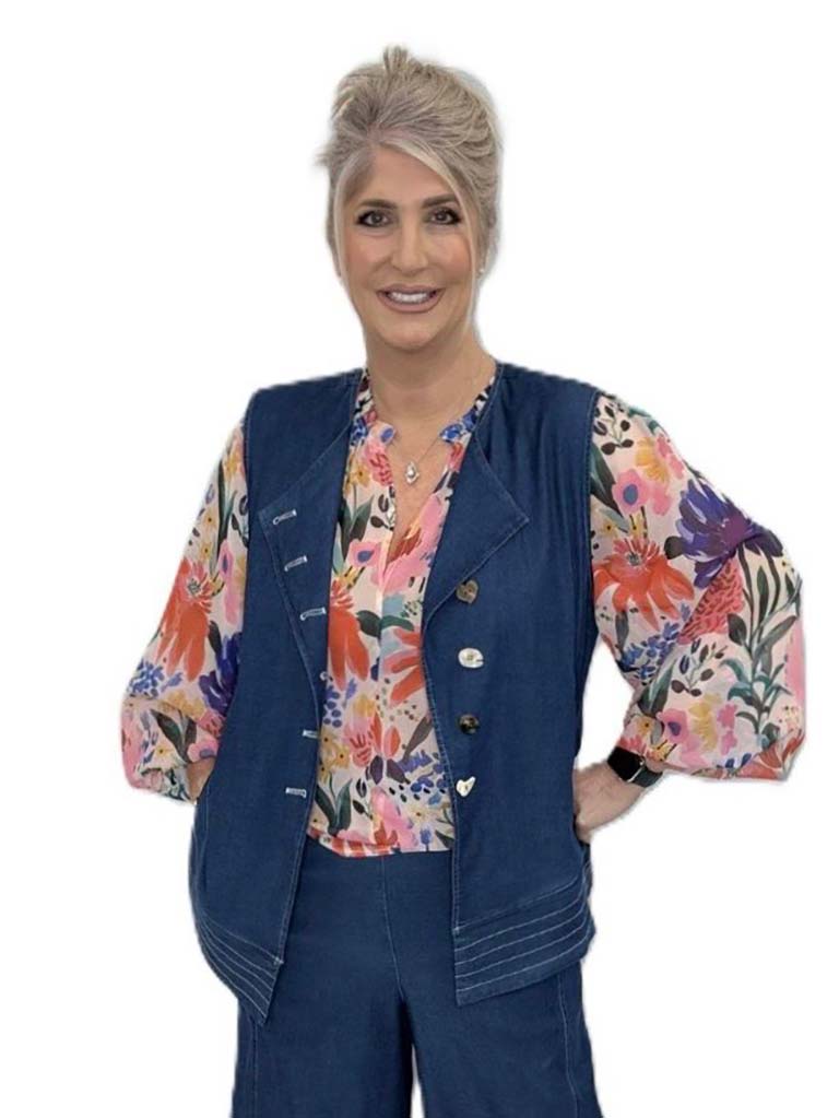 Malissa J Asymmetric Denim Waistcoat