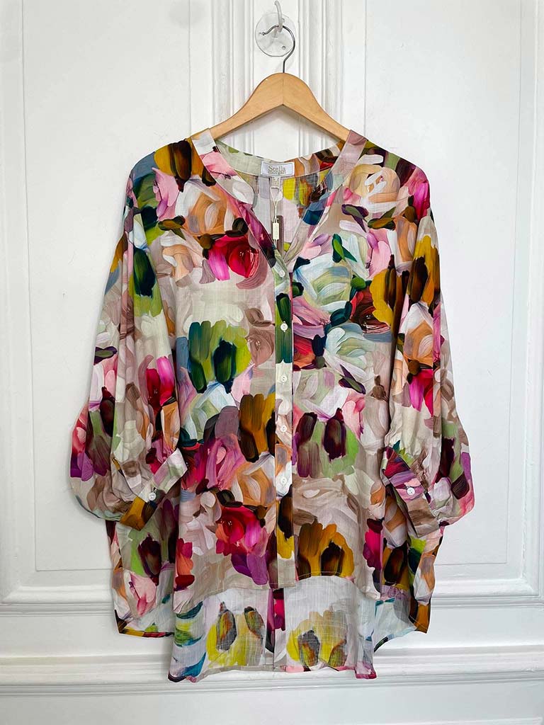 Paint Stroke Floral Blouse