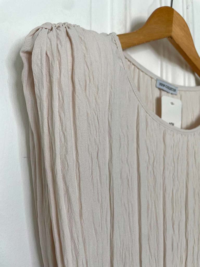 Sleeveless Pleated Co-ord - Ecru